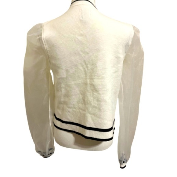 Maeve Organza-Sleeve Cardigan Sweater, at Anthropologie - Picture 5 of 8